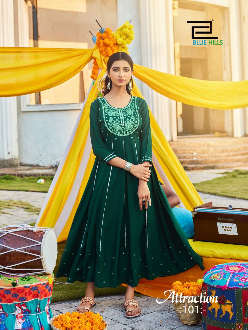 Blue Hills Attraction 1 Fancy Heavy Festive Wear Anarkali Long Kurti Collection